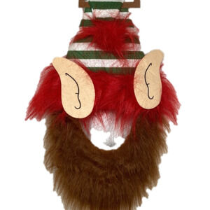 Vintage Santa Claus Elf Novelty Hat with Beard NWT